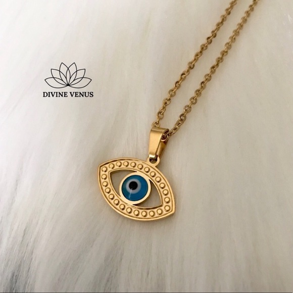 Evil Eye Necklace 🧿 Gold Plated Stainless Steel - Picture 4 of 5